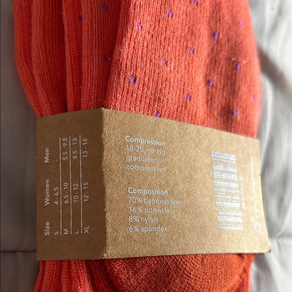 Orange Bamboo Compression Socks - Picture 2 of 2